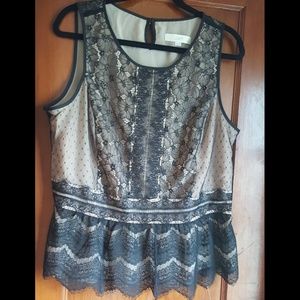 LOFT black lace peplum top